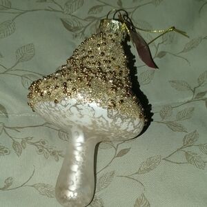 Luxurious Holiday Beaded Mushroom Ornament